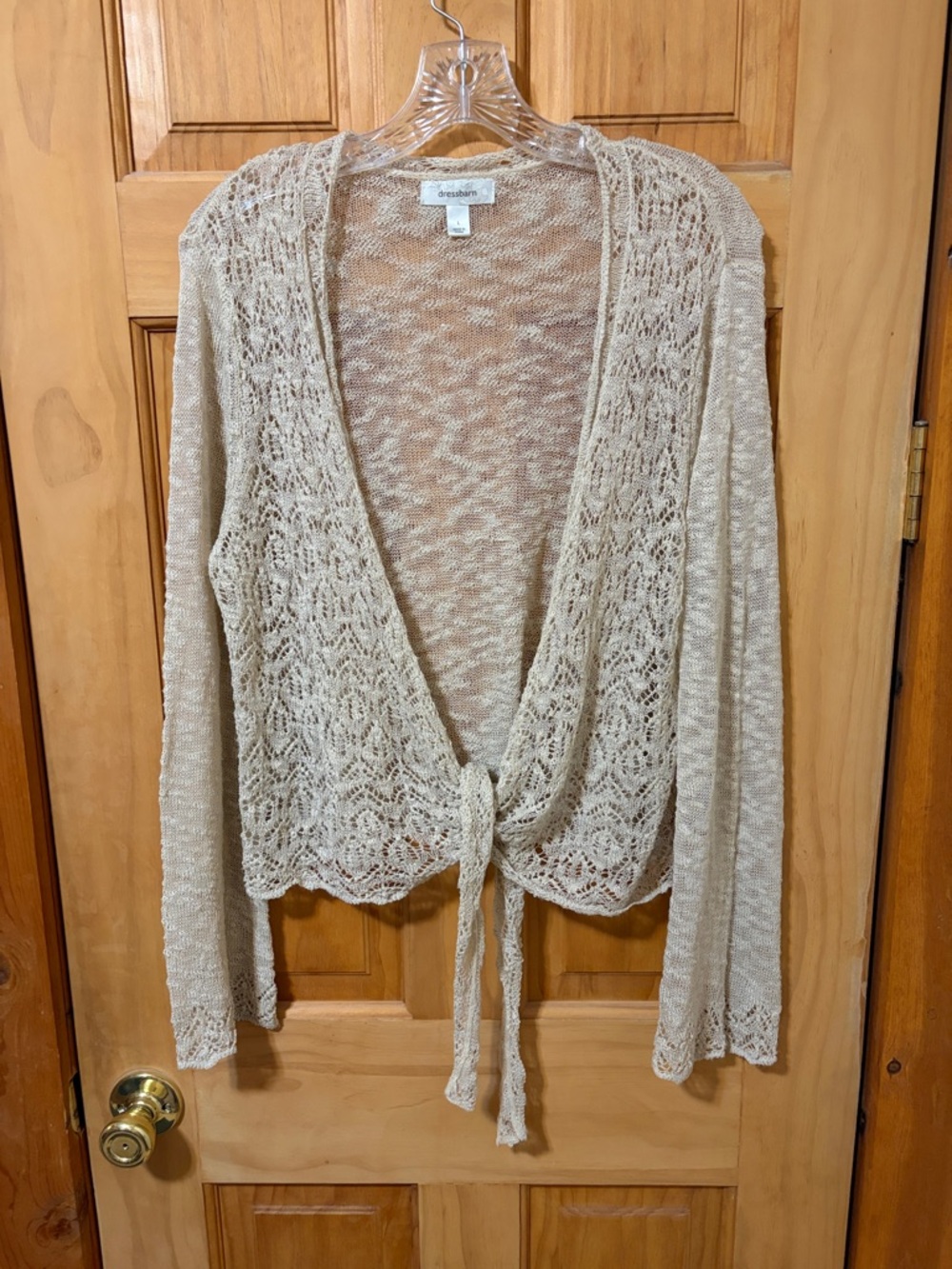 🌹5 for $25🌹 Dressbarn Cream Tie-Front Open Knit Cardigan